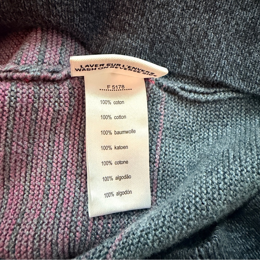 Lacoste Red, Pink, & Navy Gradient Knit Short Sleeve Sweater Dress, Large - Picture 4 of 7